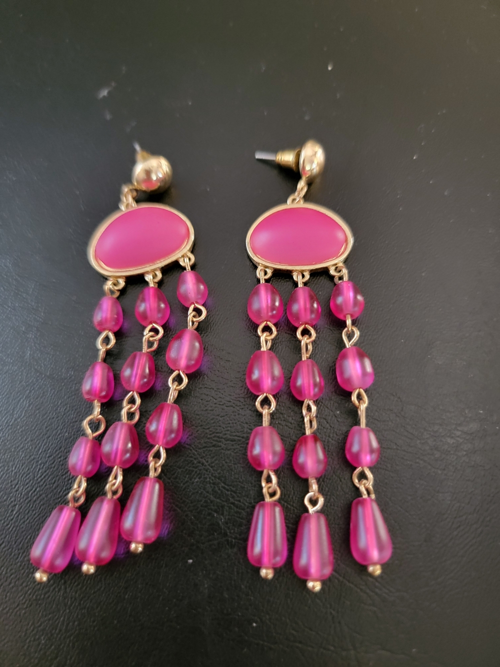 ChicosGold-Tone Pink Beaded Dangle Earrings